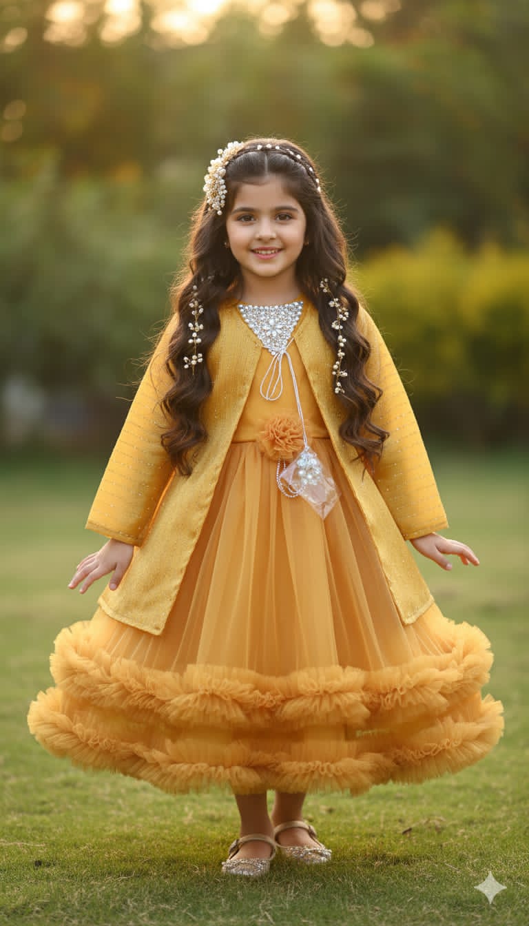 Premium China Crinkle Fabric Girls Dress – Soft, Stylish & Lightweight Outfit