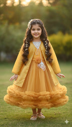 Moon Light China Fabric Butterfly Design Dress for Girls – Premium Soft & Elegant Outfit