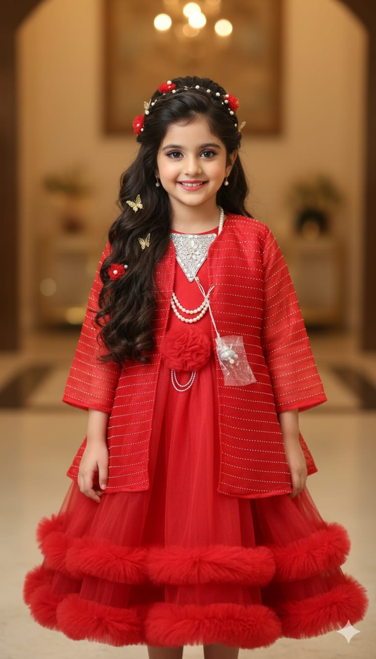 Premium China Crinkle Fabric Girls Dress – Soft, Stylish & Lightweight Outfit