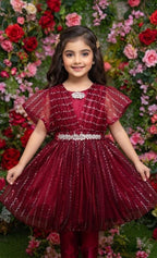 Moon Light China Fabric Butterfly Design Dress for Girls – Premium Soft & Elegant Outfit